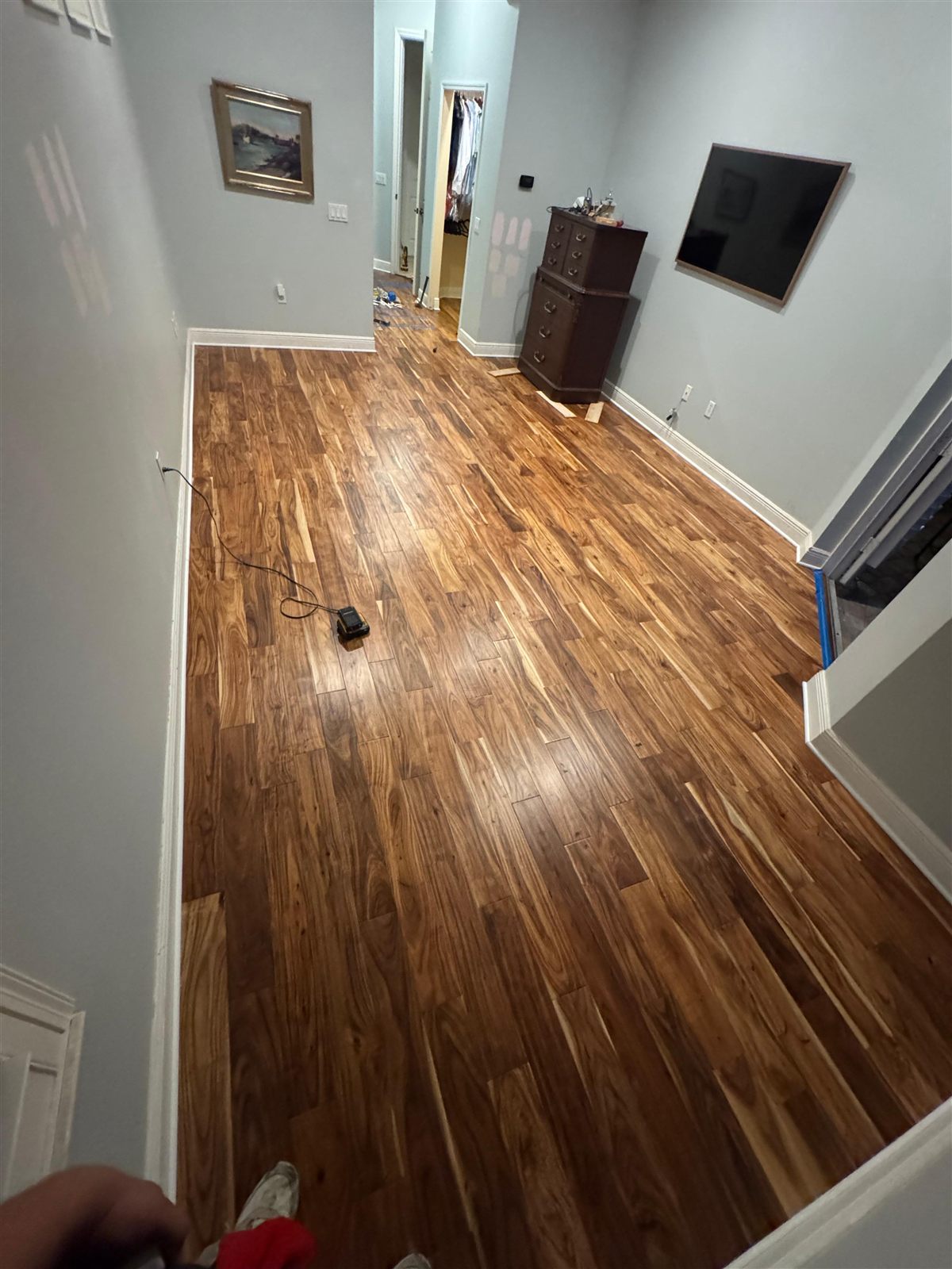 Engineered hardwood flooring installed in a Lakewood Ranch, FL living room